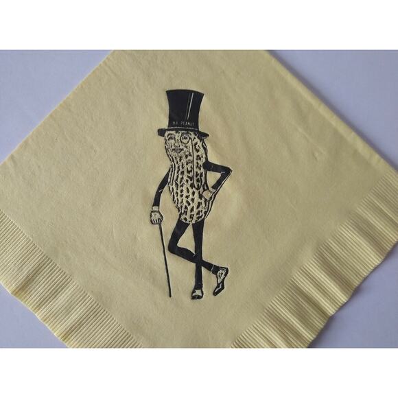 Mr Peanut Napkins Yellow Blue Paper Cocktail Dinner Planters Set Of 2 Vintage - Picture 2 of 5